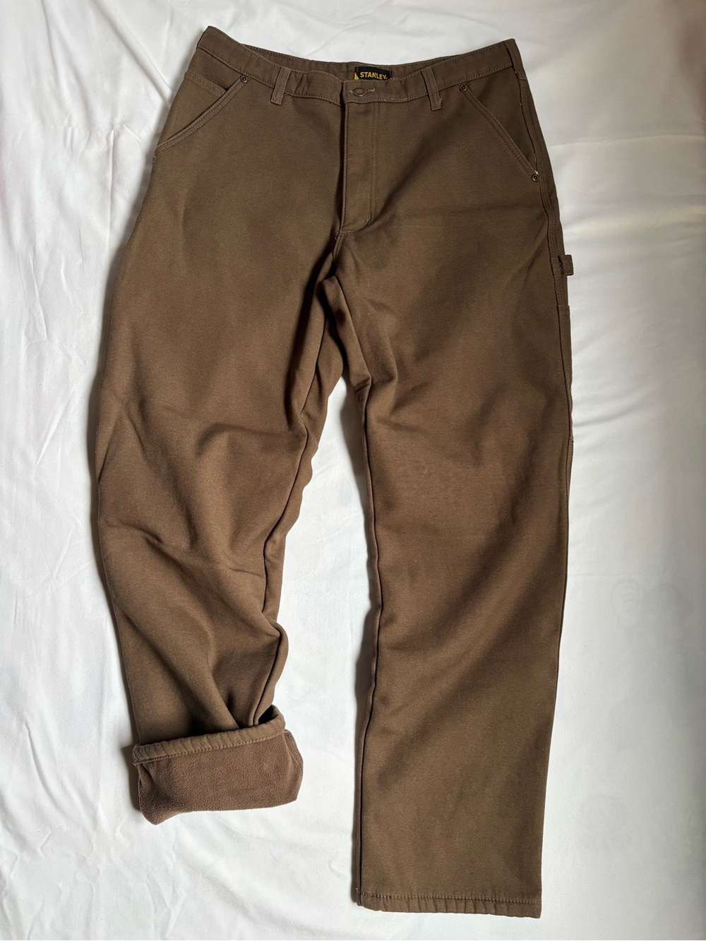 • Men's Stanley Brown Fleece Lined Carpenter Pants Size 34 (Measures 35x30)